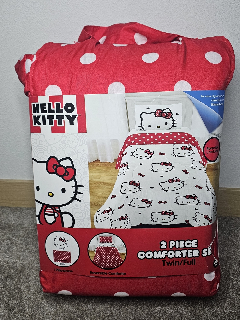 Hello Kitty Red and White Polka Dot Reversible Comforter Set